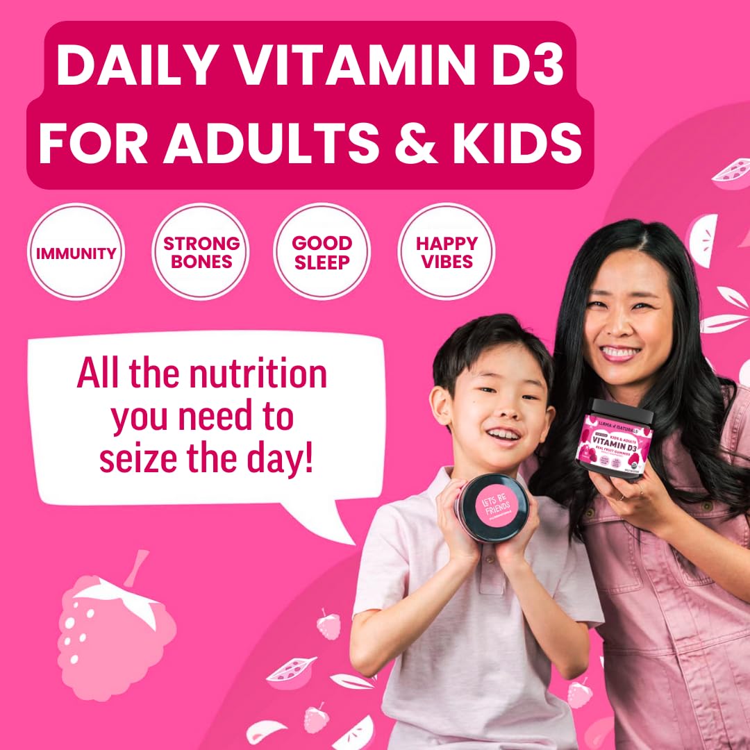 Llama Naturals Vitamin D3 + K2 Gummies in a family setting