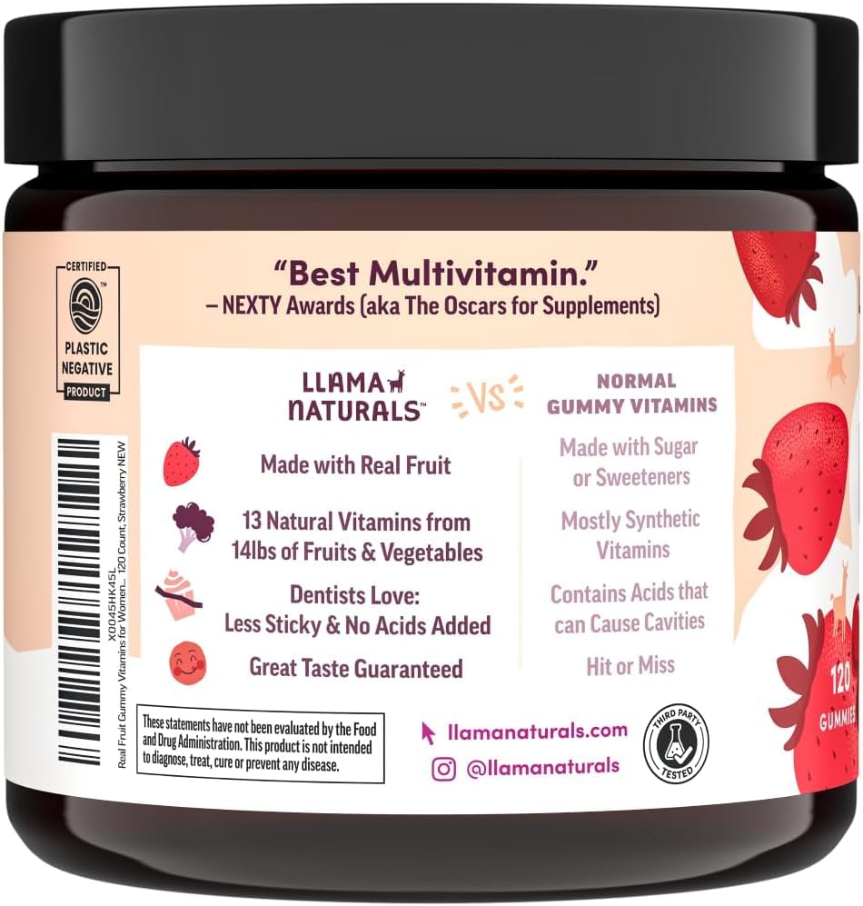 Llama Naturals Women's Multivitamin Gummies side view showing texture