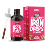 LLORENS PHARMACEUTICAL Iron Drops front view with Berry Daiquiri flavour bottle