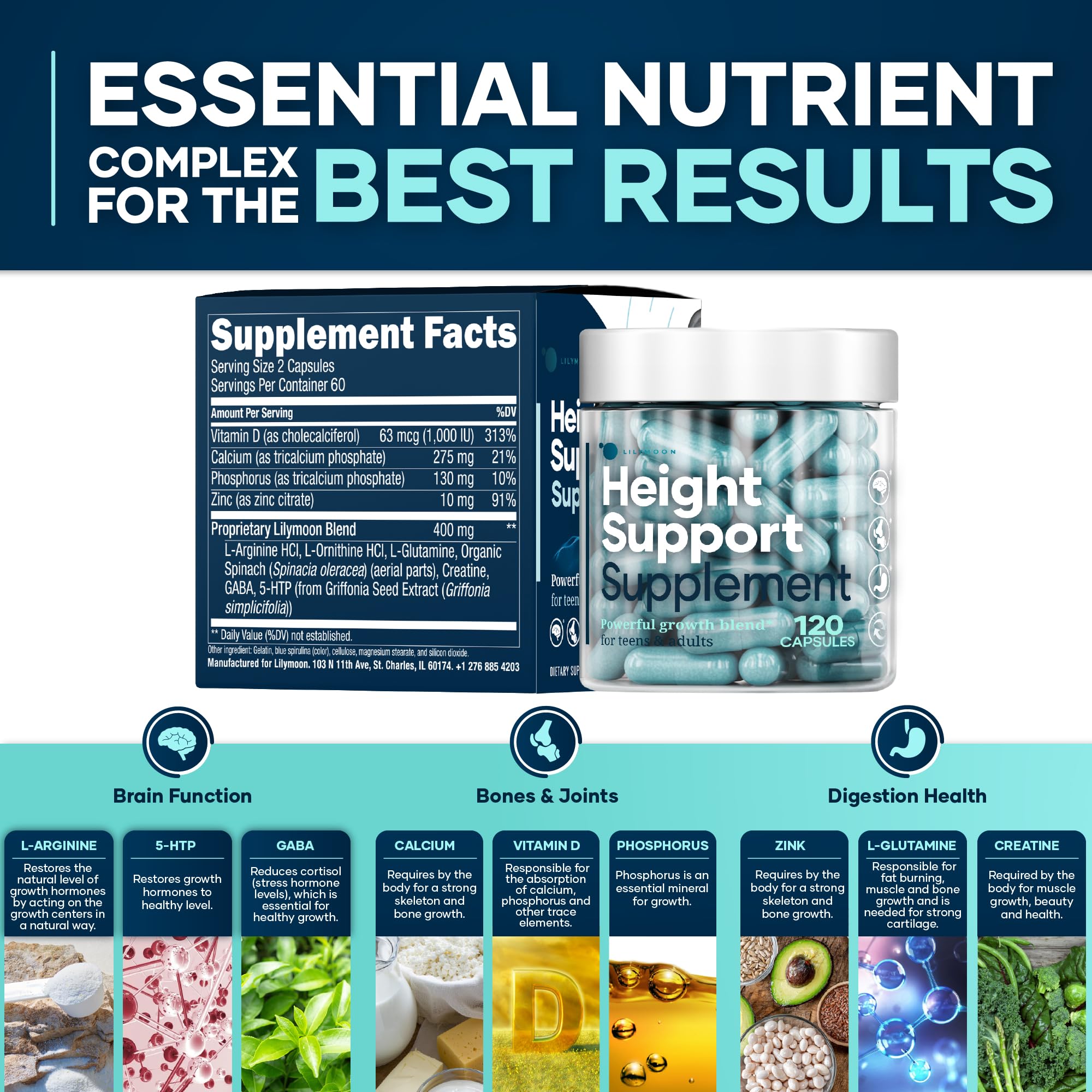 LM LILYNUTRAMOON Height & Bone Support Supplement capsules
