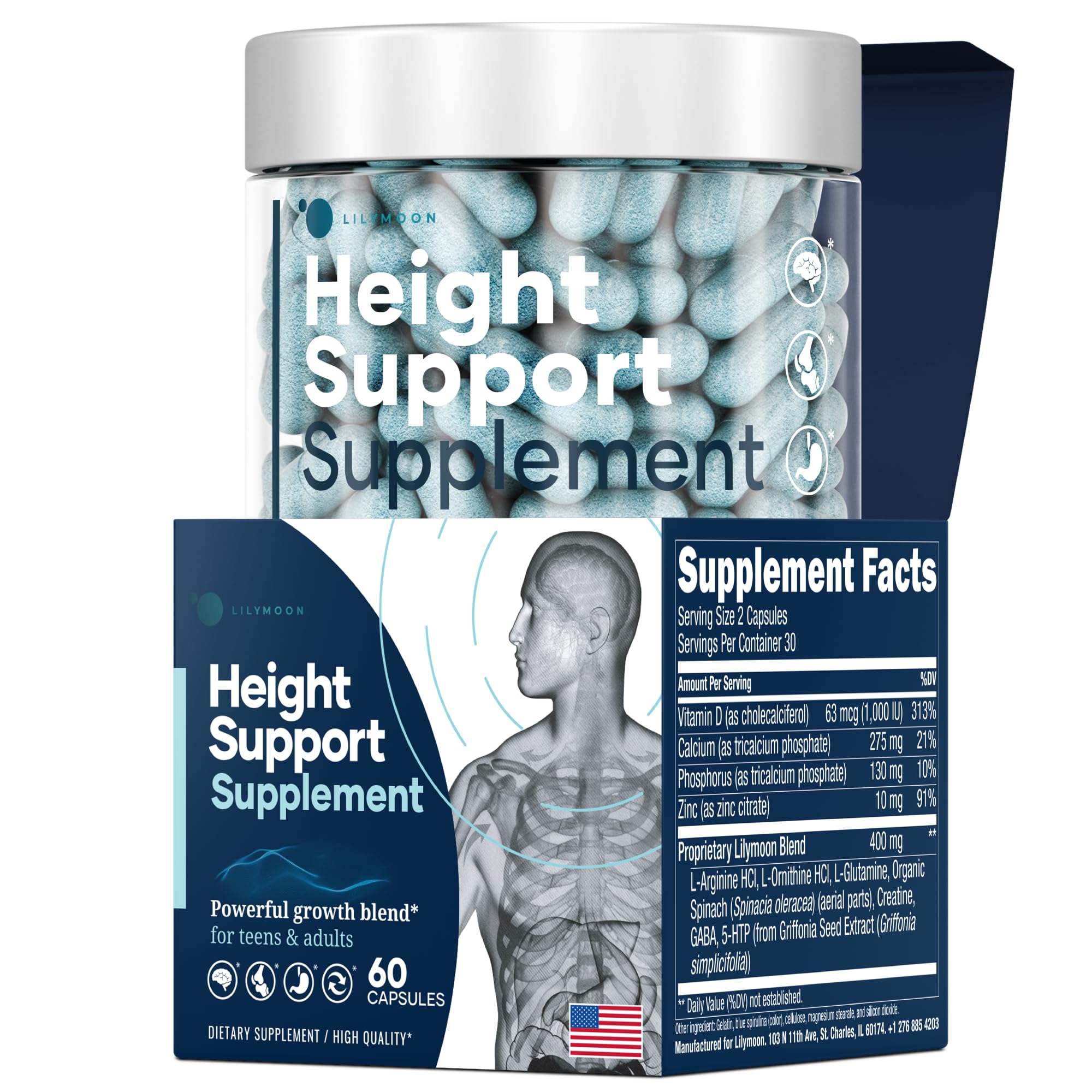 LM LILYNUTRAMOON Height & Bone Support Supplement front view