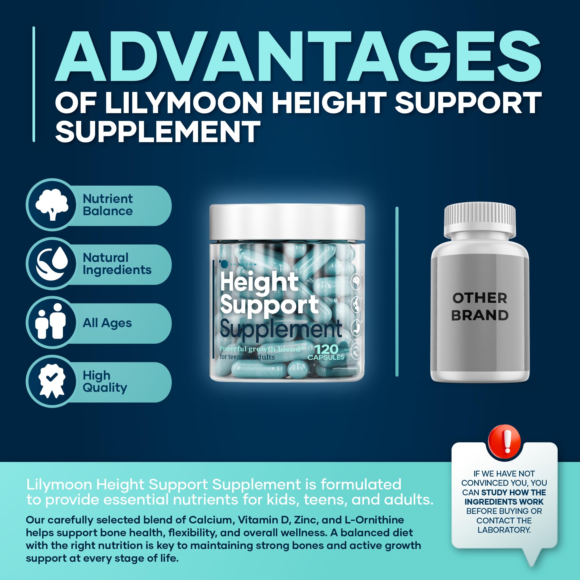 LM LILYNUTRAMOON Height & Bone Support Supplement ingredients list
