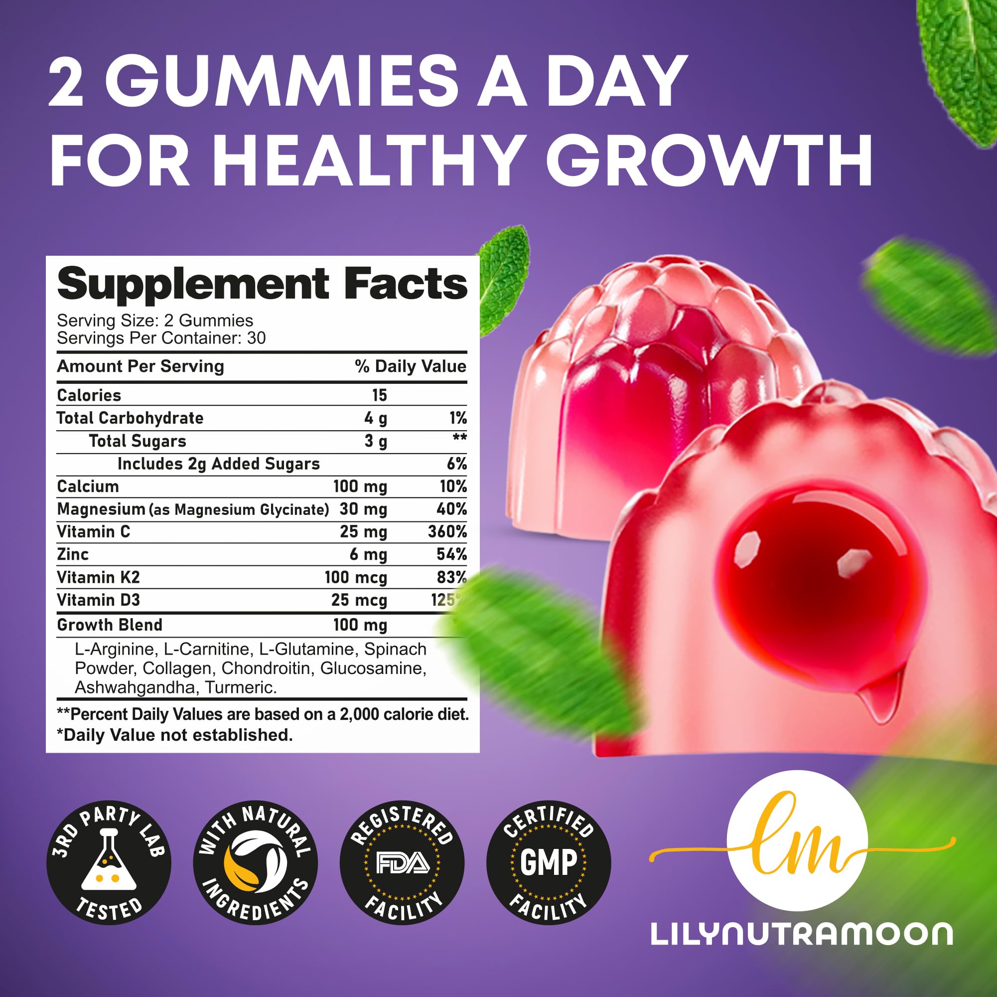 LM LILYNUTRAMOON Height Growth Gummies lifestyle scene with kids