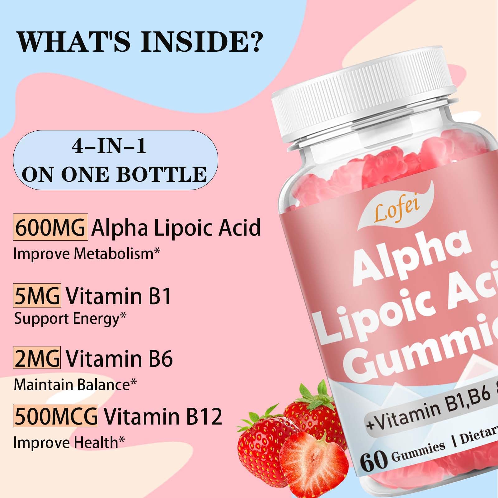 Lofei Alpha Lipoic Acid Gummies close-up of gummies