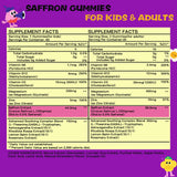 Lofei Saffron Gummies 222g nutritional information on label