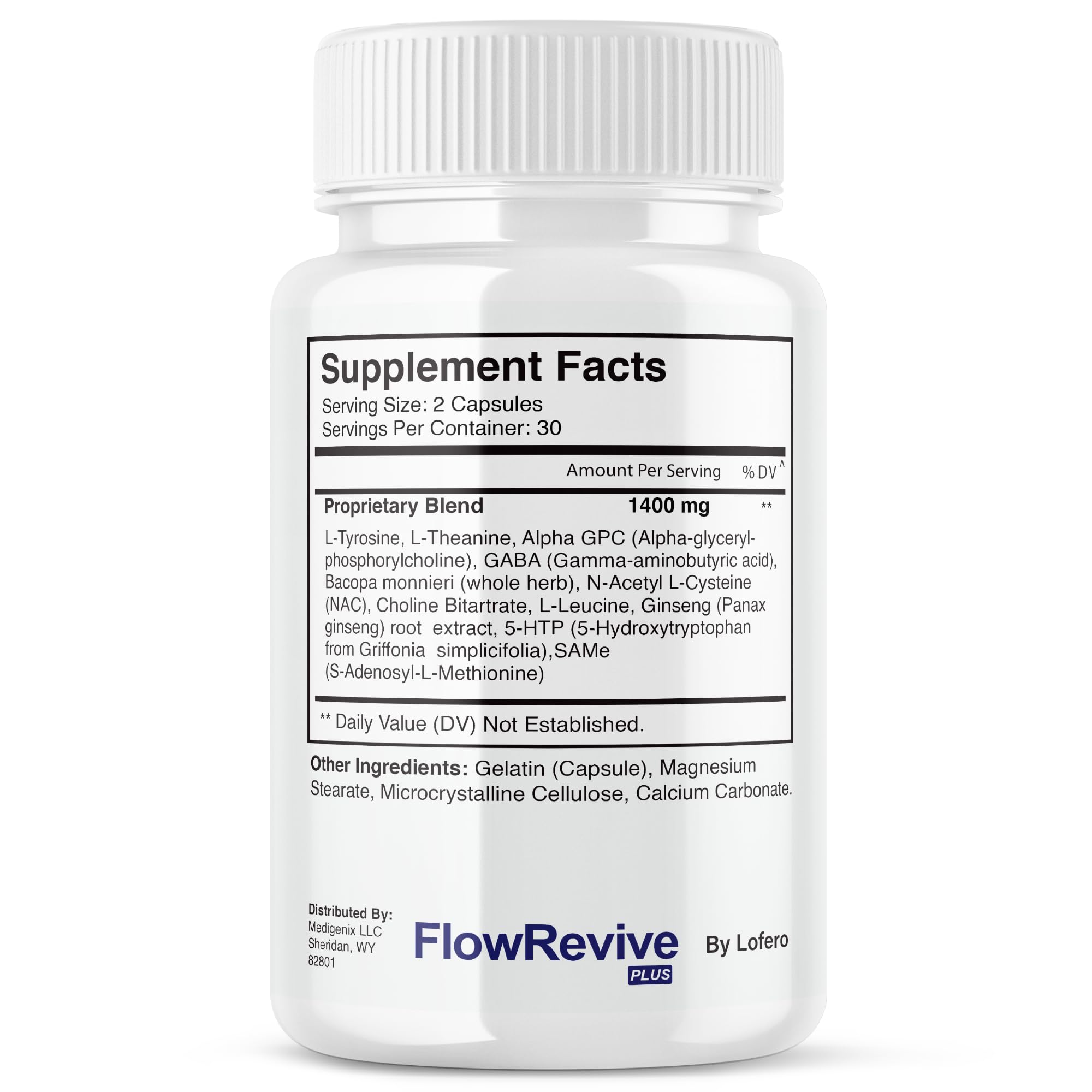 Lofero Flow Revive Capsules back view with ingredients