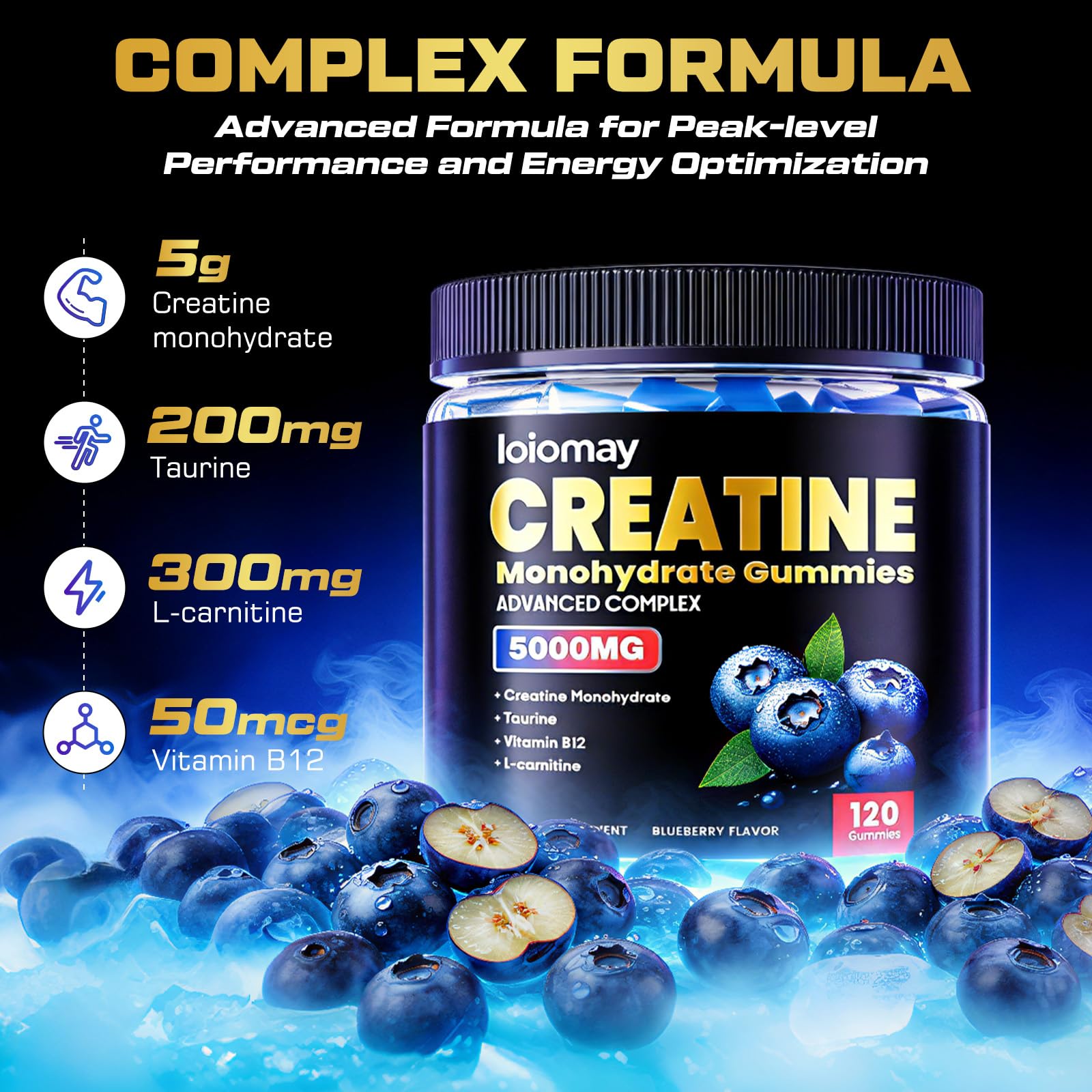 loiomay Creatine Monohydrate Gummies close-up of gummies