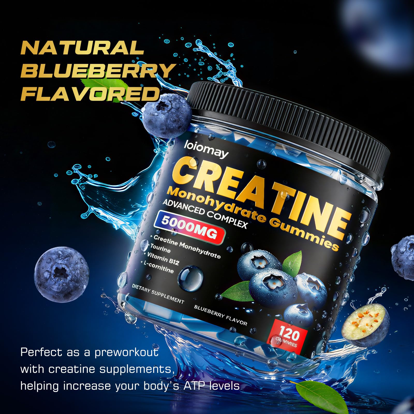 loiomay Creatine Monohydrate Gummies side view of packaging