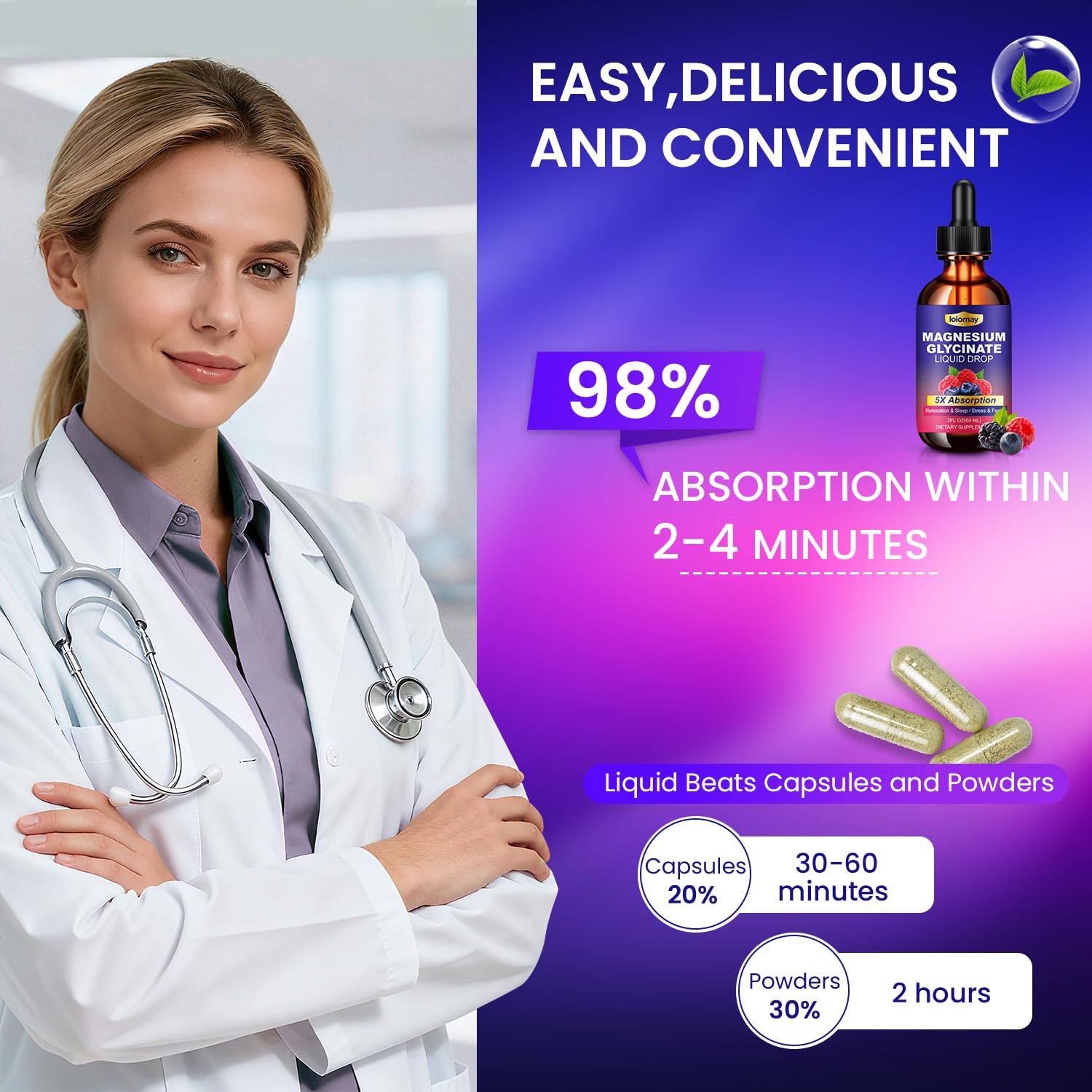 loiomay Magnesium Glycinate 5-in-1 Complex Liquid bottle back view