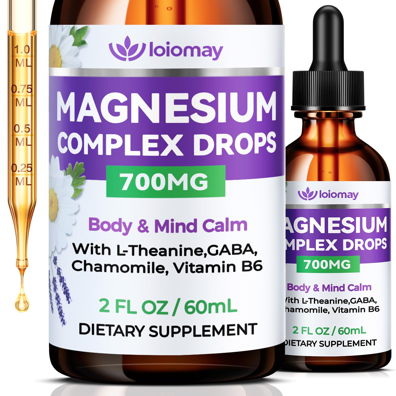 loiomay Magnesium Glycinate Liquid Supplement 50ml front view