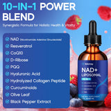 loiomay NAD+ Resveratrol Liquid Supplement 500mg 60ml bottle with ingredients