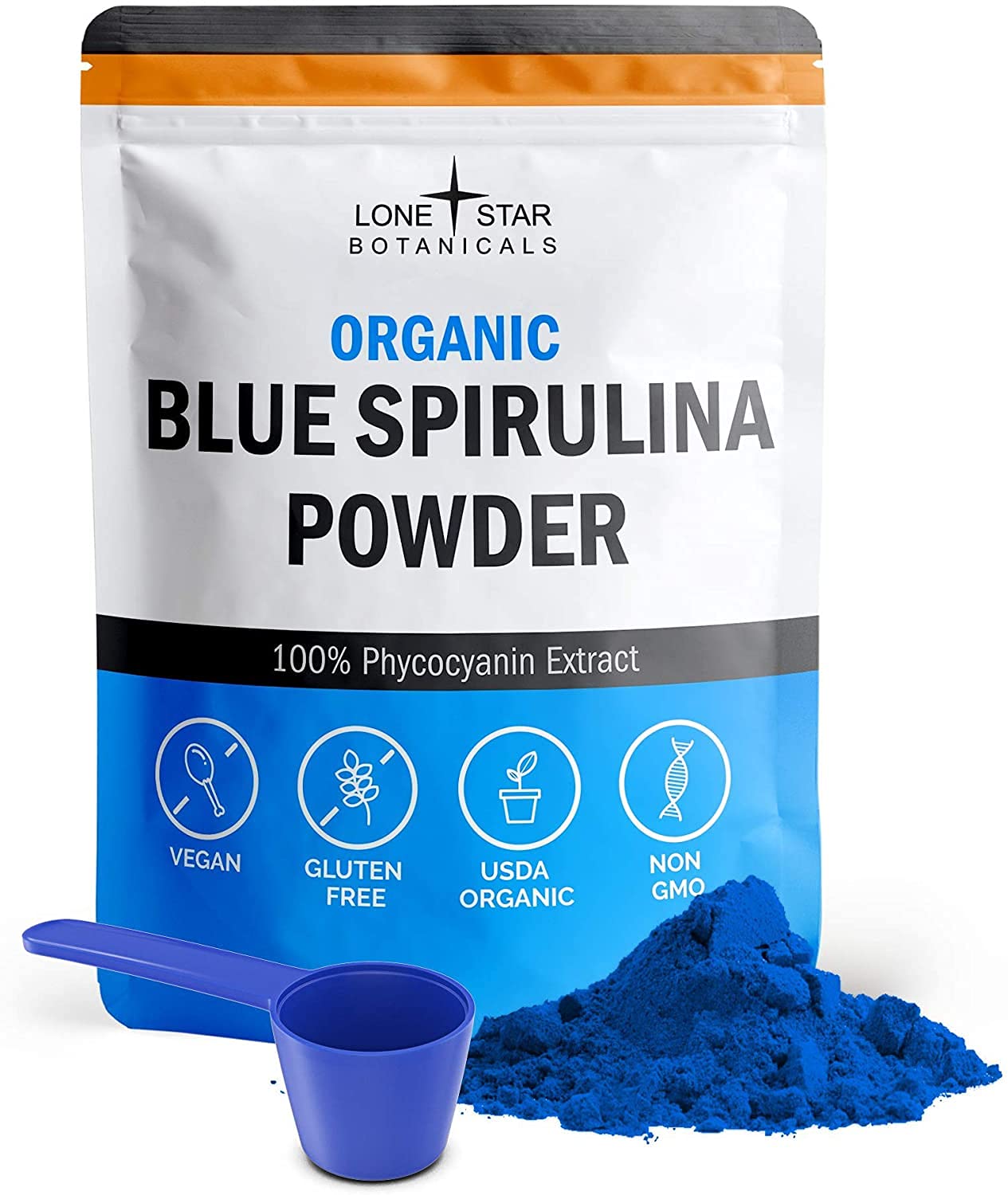 Lone Star Botanicals Organic Blue Spirulina Powder 30g front view