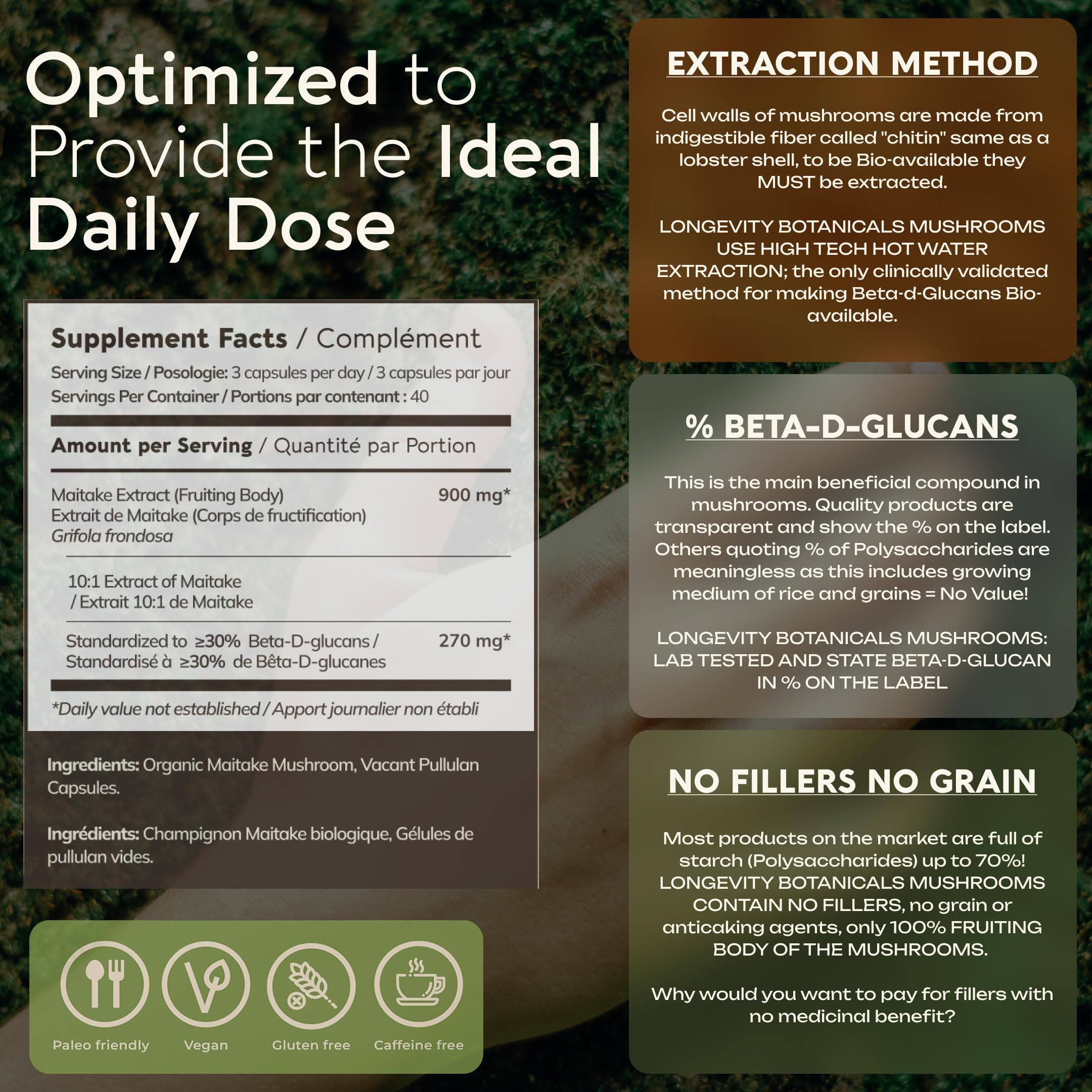Longevity Botanicals Maitake Mushroom Extract Capsules ingredients list