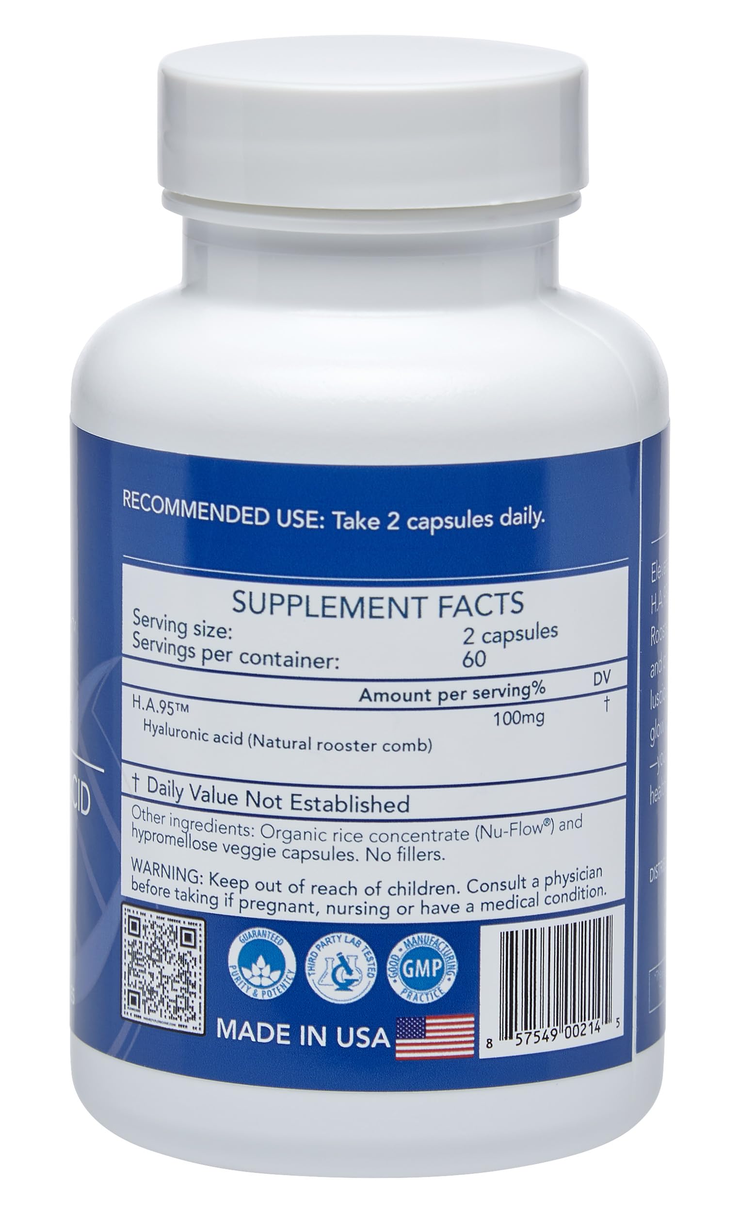 Longevity by Nature Hyaluronic Acid Supplement on a wooden table