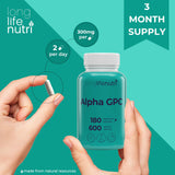 LongLifeNutri Alpha GPC 600mg Choline Supplement ingredients list