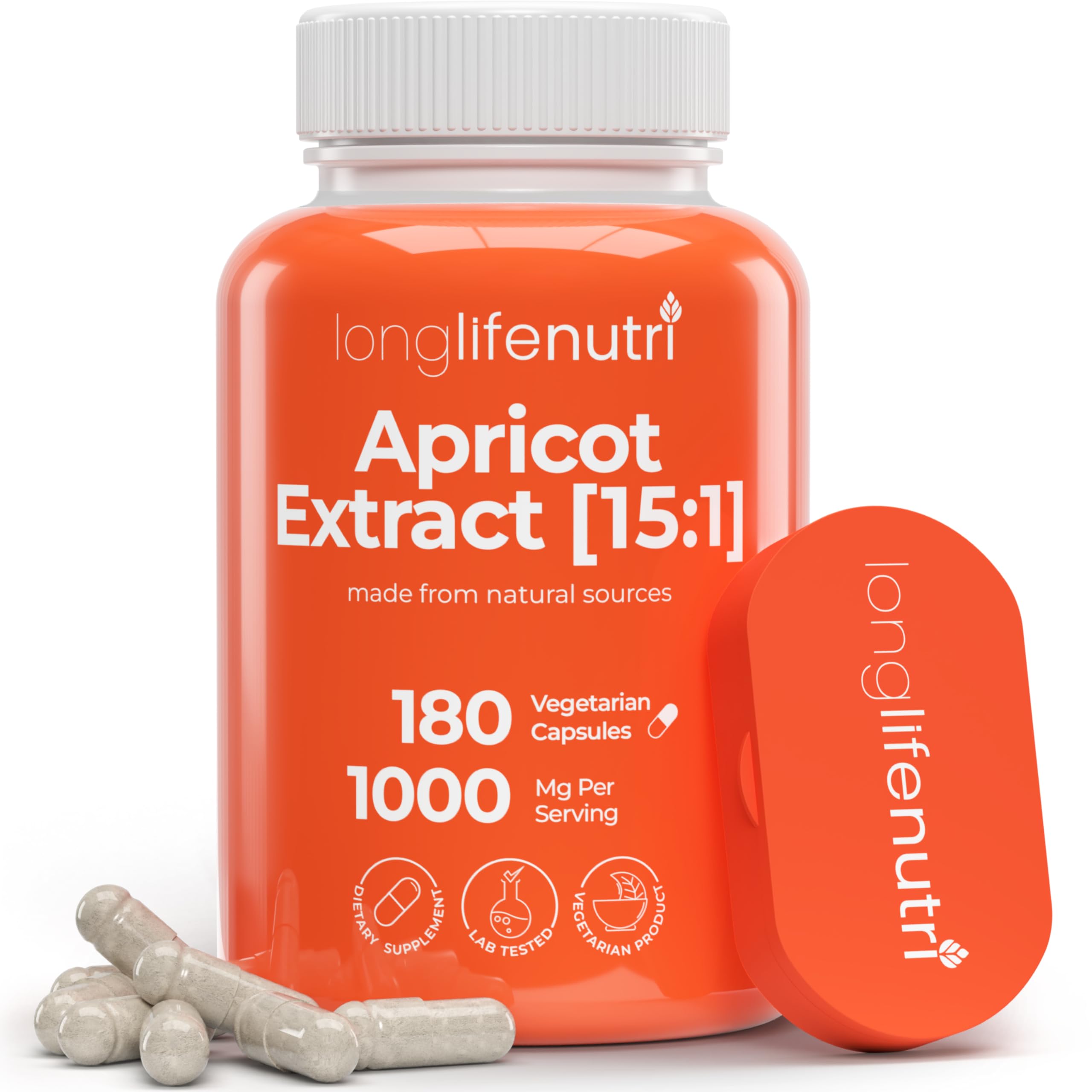 LongLifeNutri Apricot Extract 1000mg bottle front view
