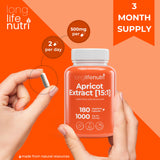 LongLifeNutri Apricot Extract 1000mg bottle with a pill organizer
