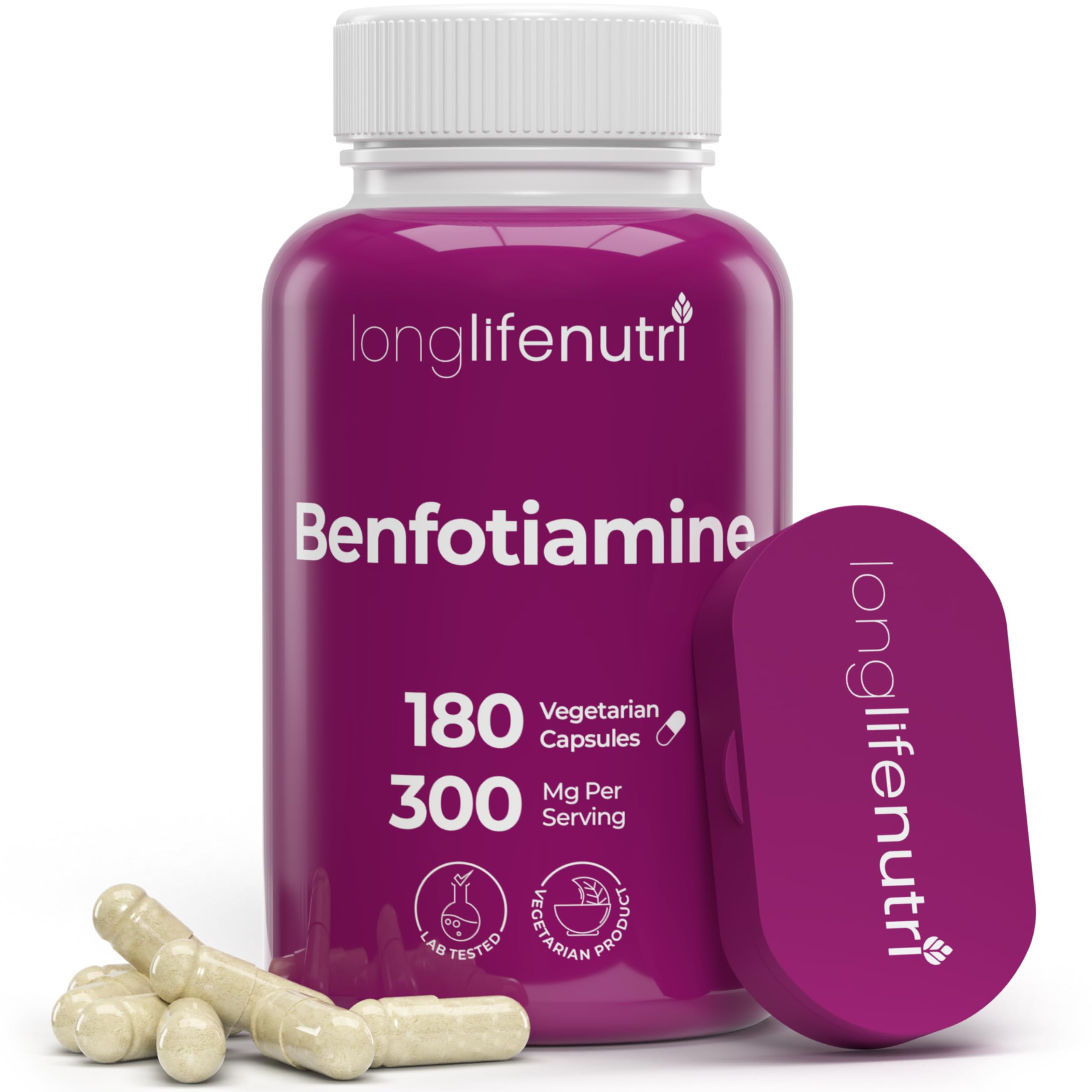 LongLifeNutri Benfotiamine 180 capsules front view