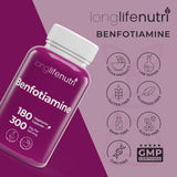 LongLifeNutri Benfotiamine bottle with dimensions