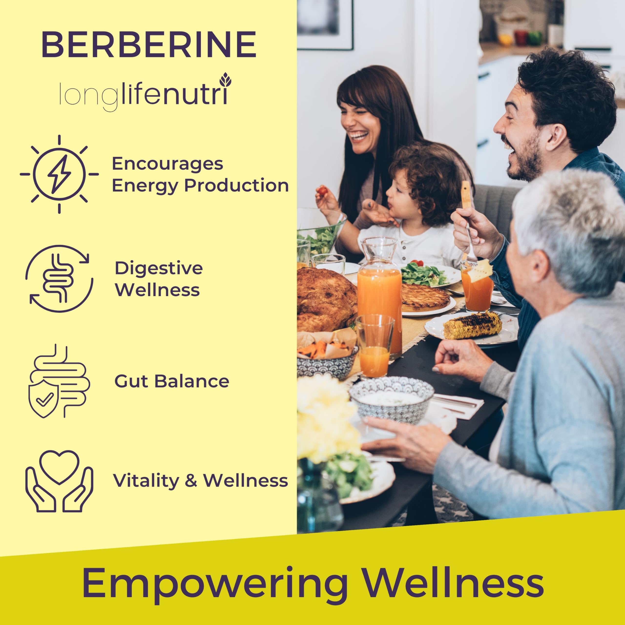 LongLifeNutri Berberine HCL 500mg Capsules with premium pill organizer