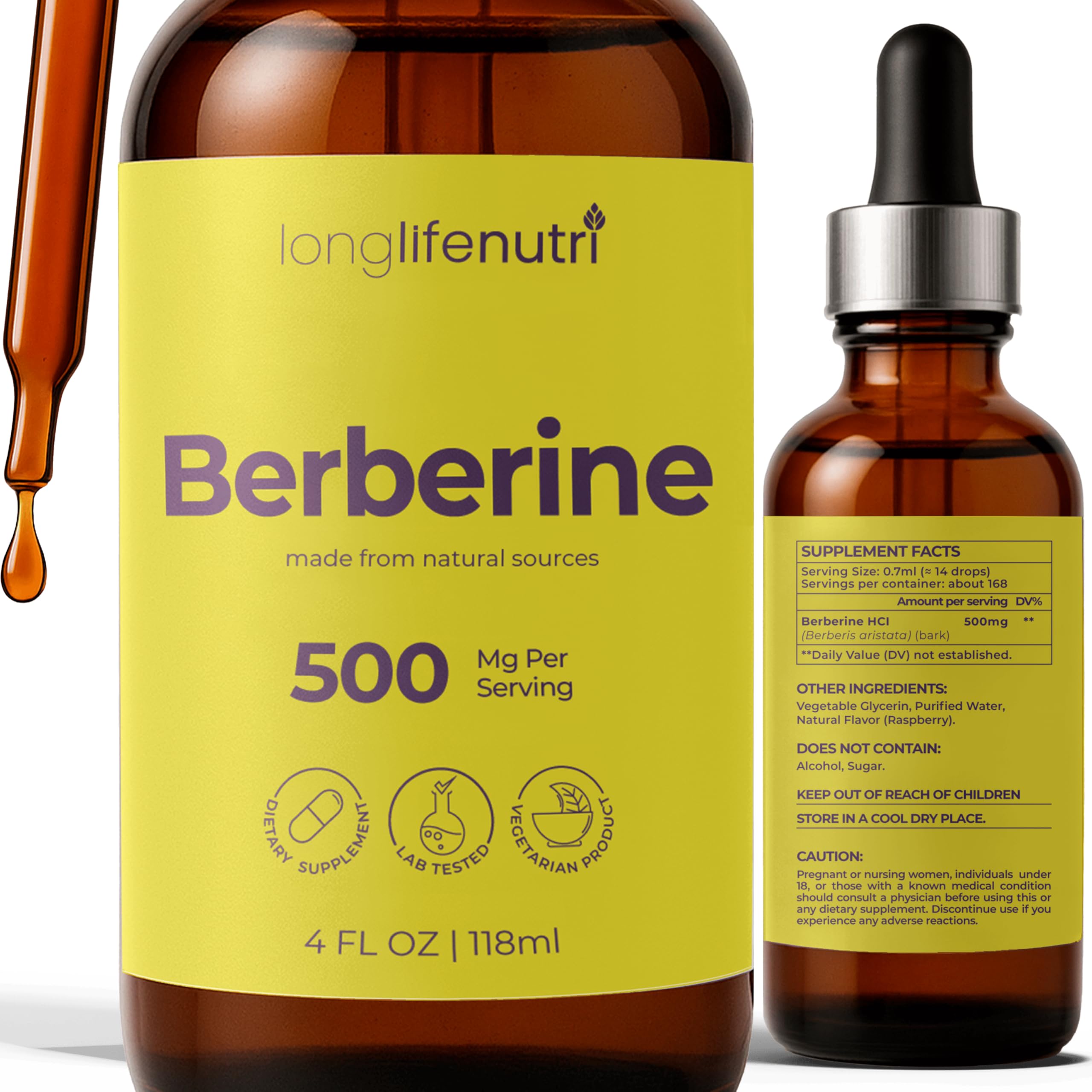 LongLifeNutri Berberine Liquid 4 FL OZ front view