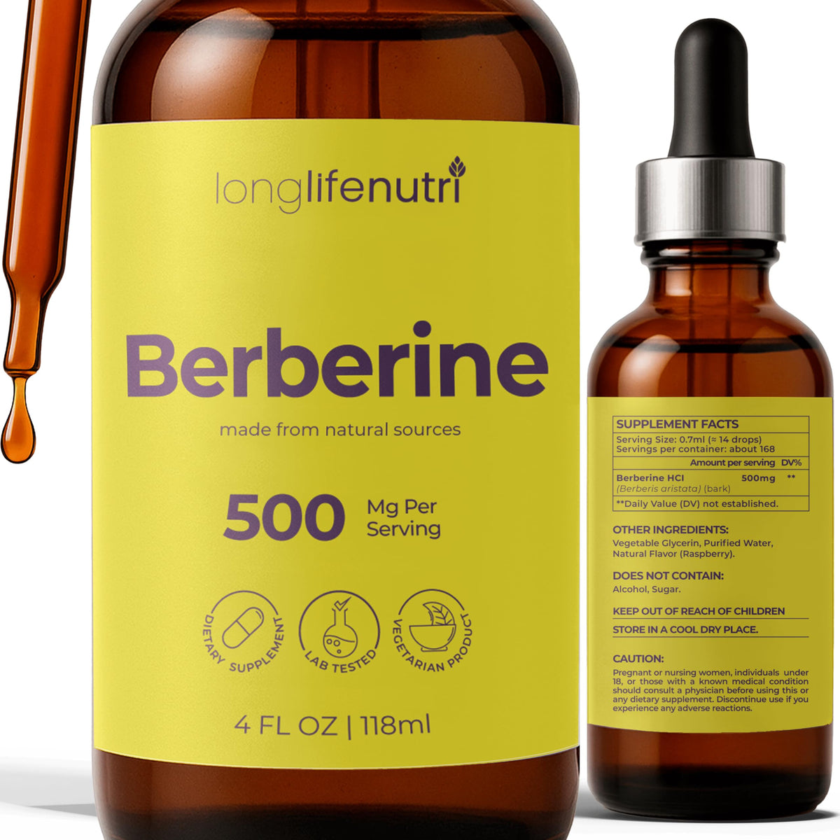 LongLifeNutri Berberine Liquid 4 FL OZ front view