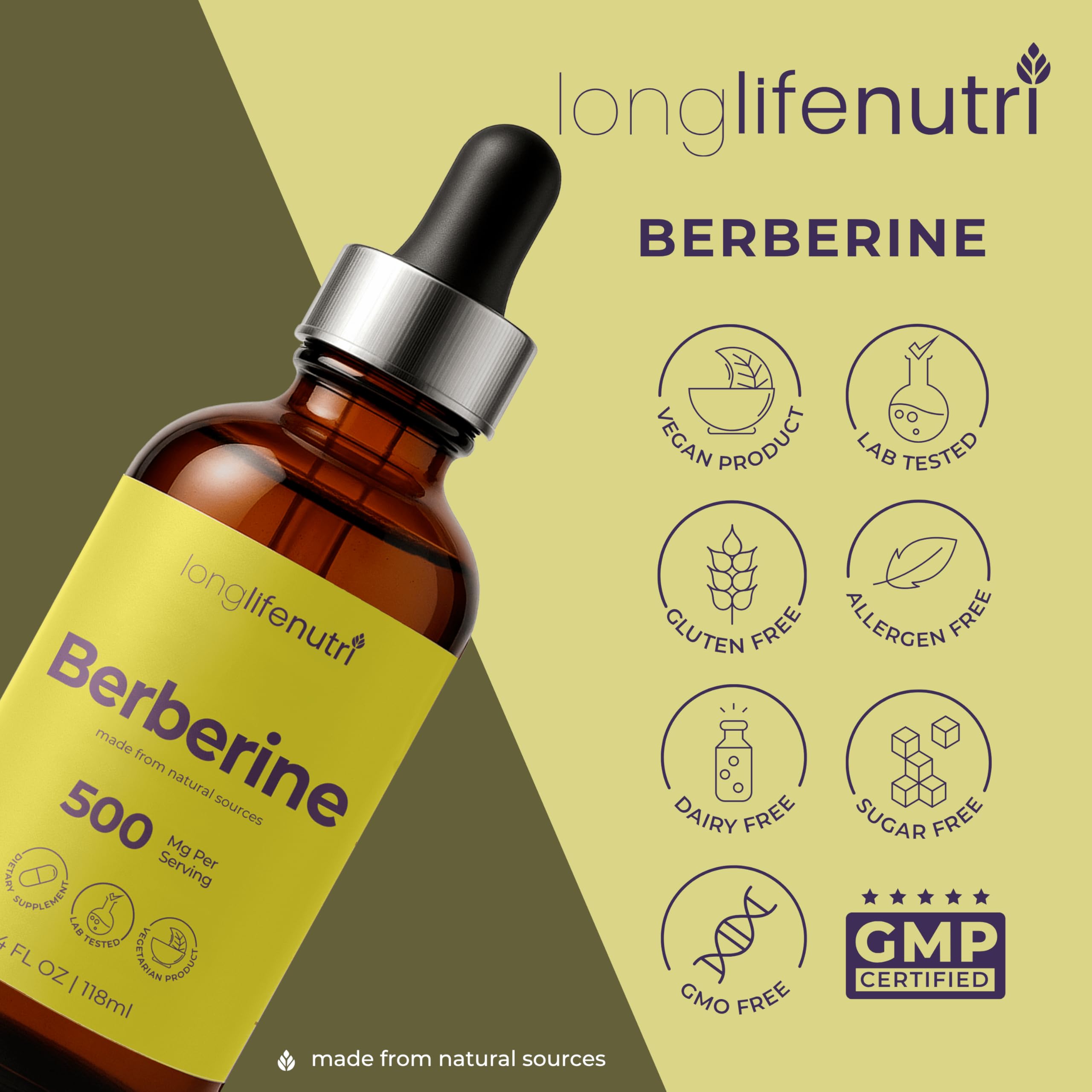 LongLifeNutri Berberine Liquid ingredients list