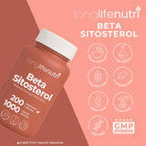 LongLifeNutri Beta Sitosterol capsules with fresh vegetables