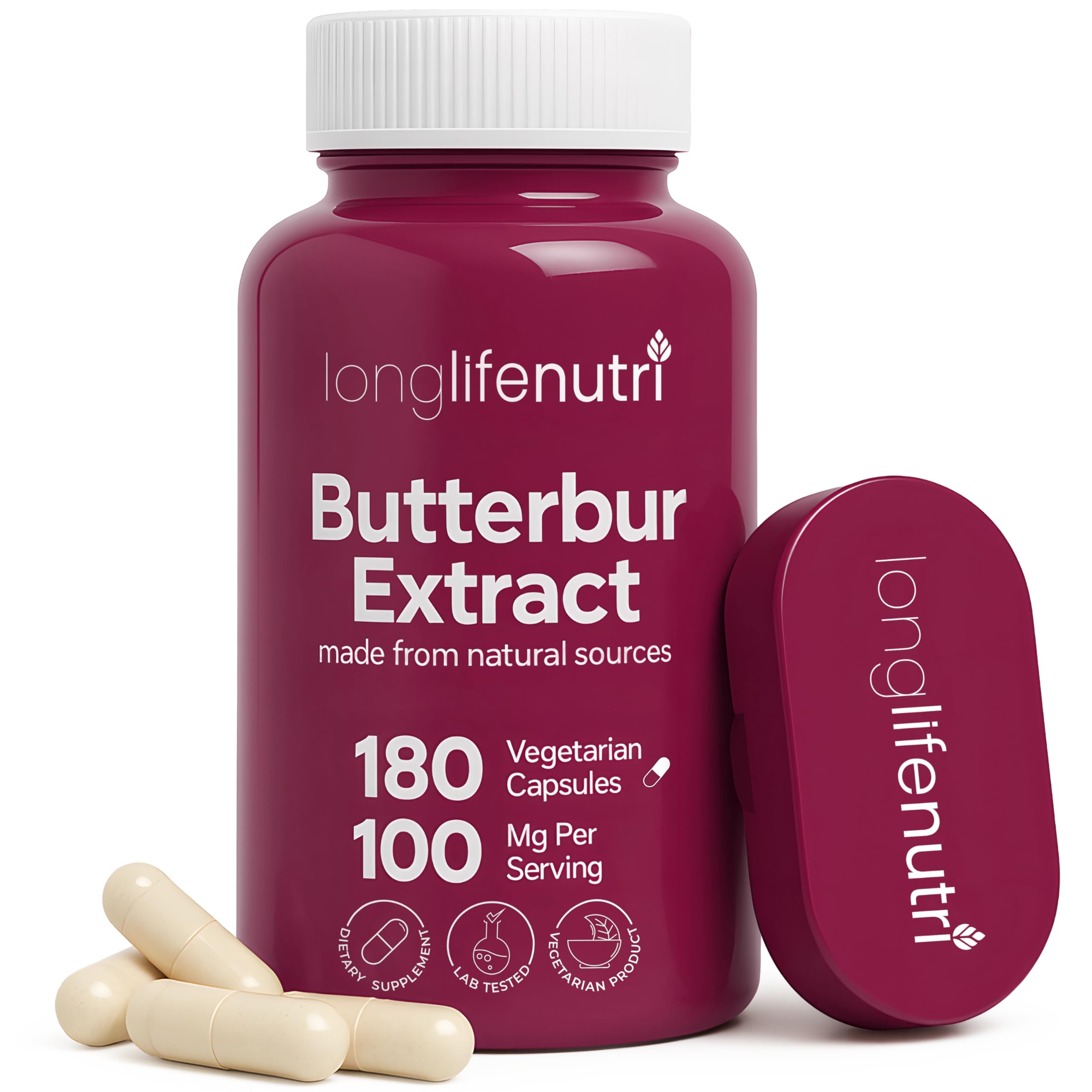 LongLifeNutri Butterbur Extract 180 capsules front view