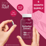 LongLifeNutri Butterbur Extract capsules with a pill organizer