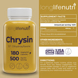 LongLifeNutri Chrysin 500mg capsules side view