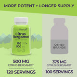 LongLifeNutri Citrus Bergamot 500mg Capsules bottle with label