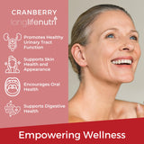 LongLifeNutri Cranberry Supplement capsules on a wooden surface