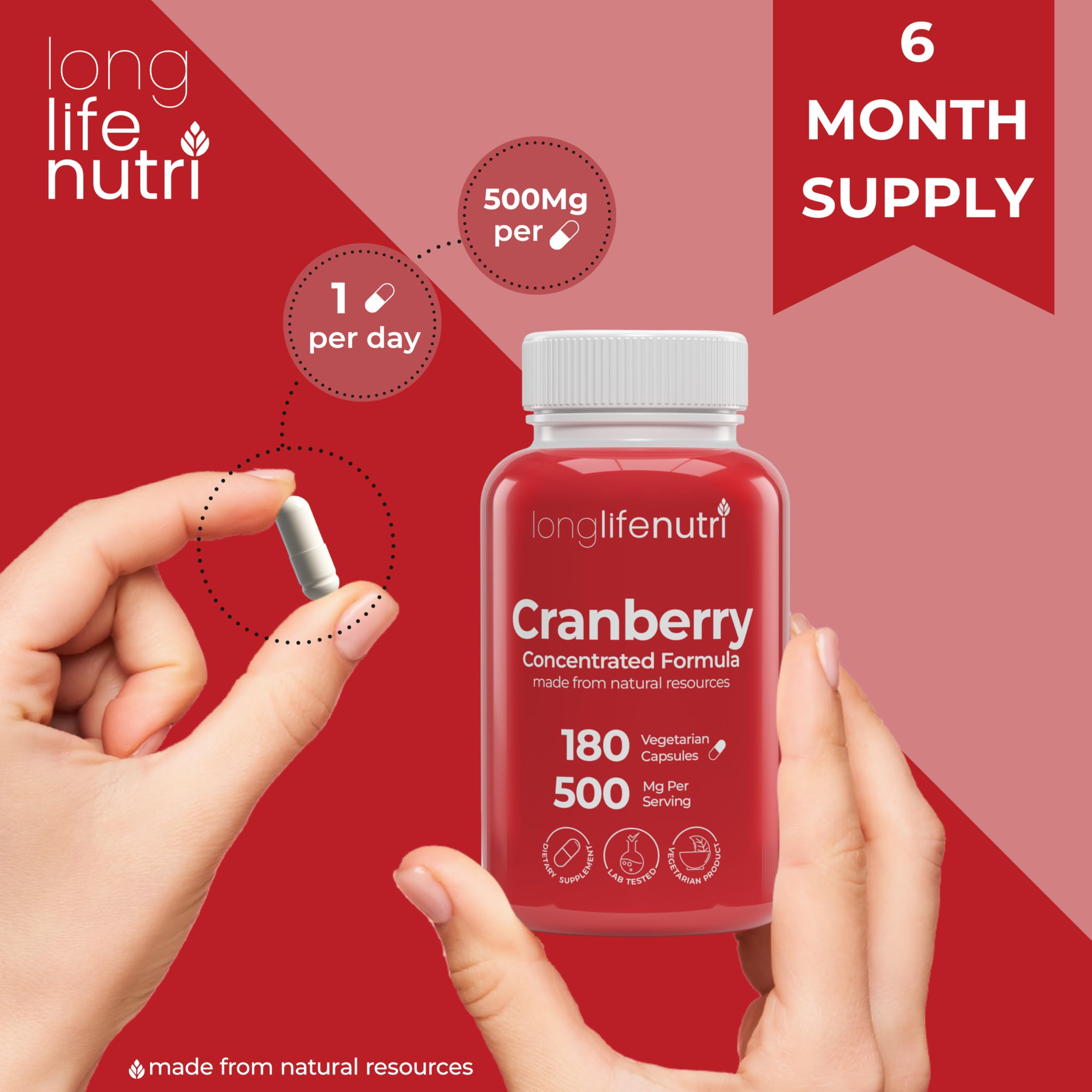 LongLifeNutri Cranberry Supplement with pill organizer