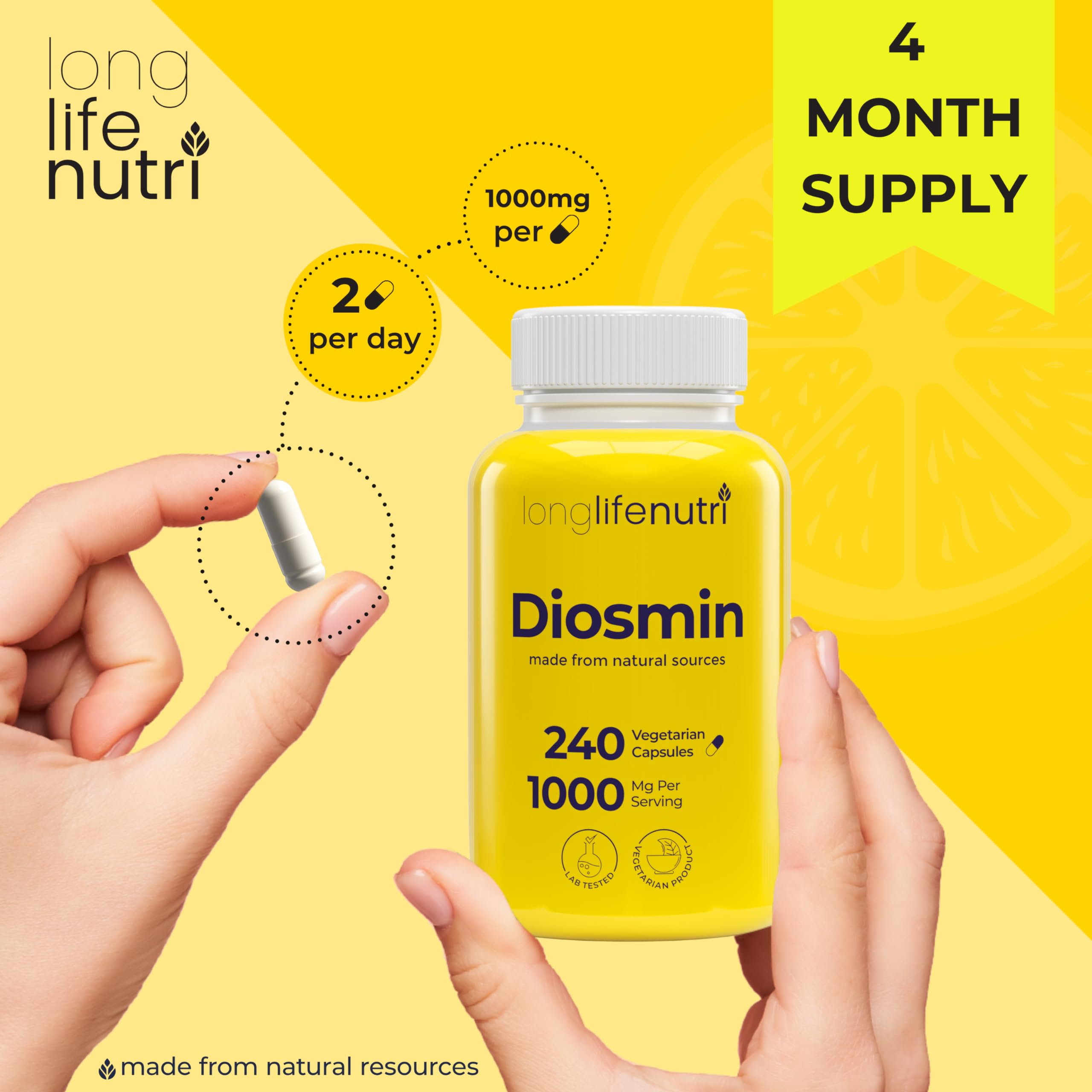LongLifeNutri Diosmin Supplement side view