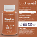 LongLifeNutri Fisetin Capsules bottle with label