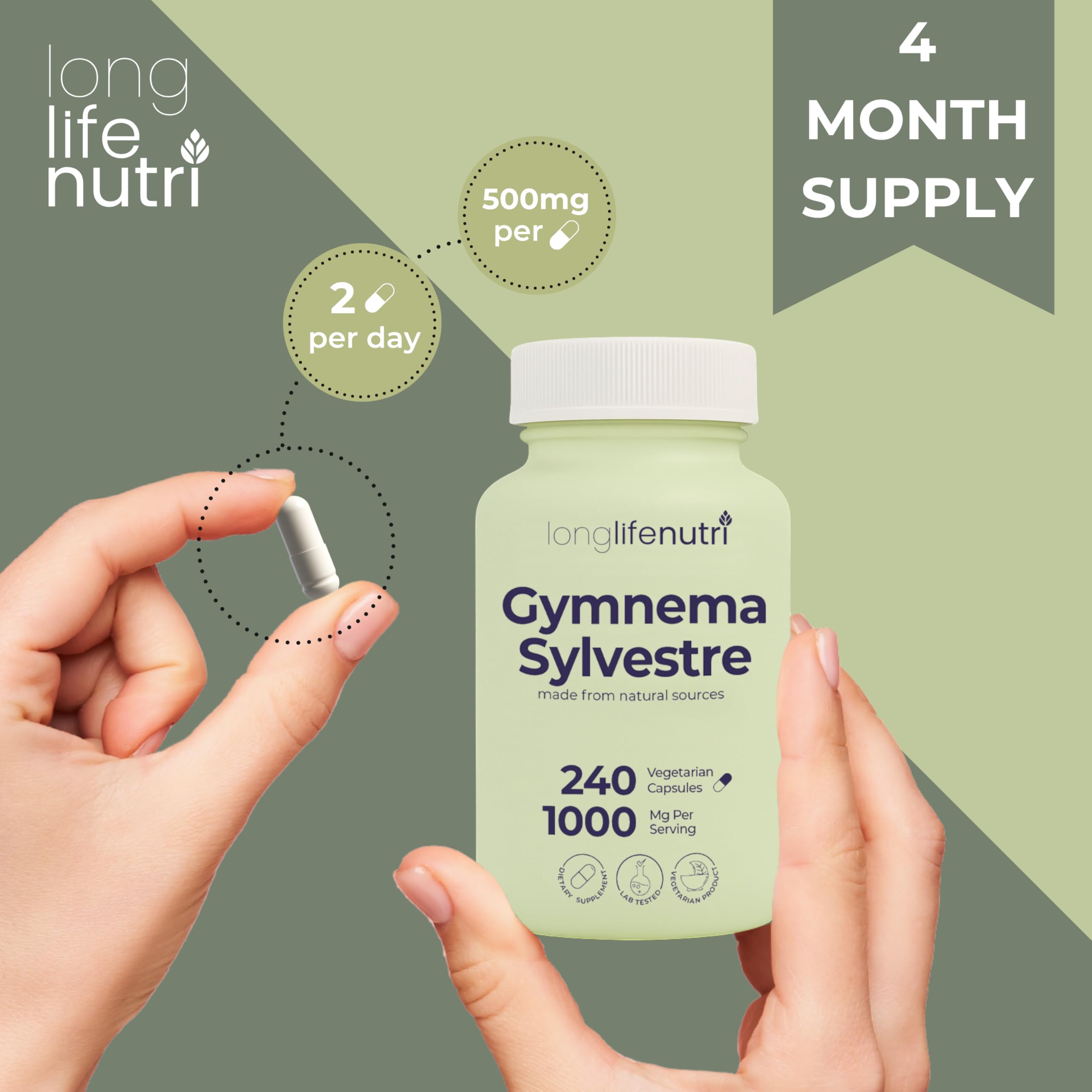 LongLifeNutri Gymnema Sylvestre Extract with pill organizer