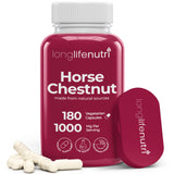 LongLifeNutri Horse Chestnut 500mg 180 vegetarian capsules front view