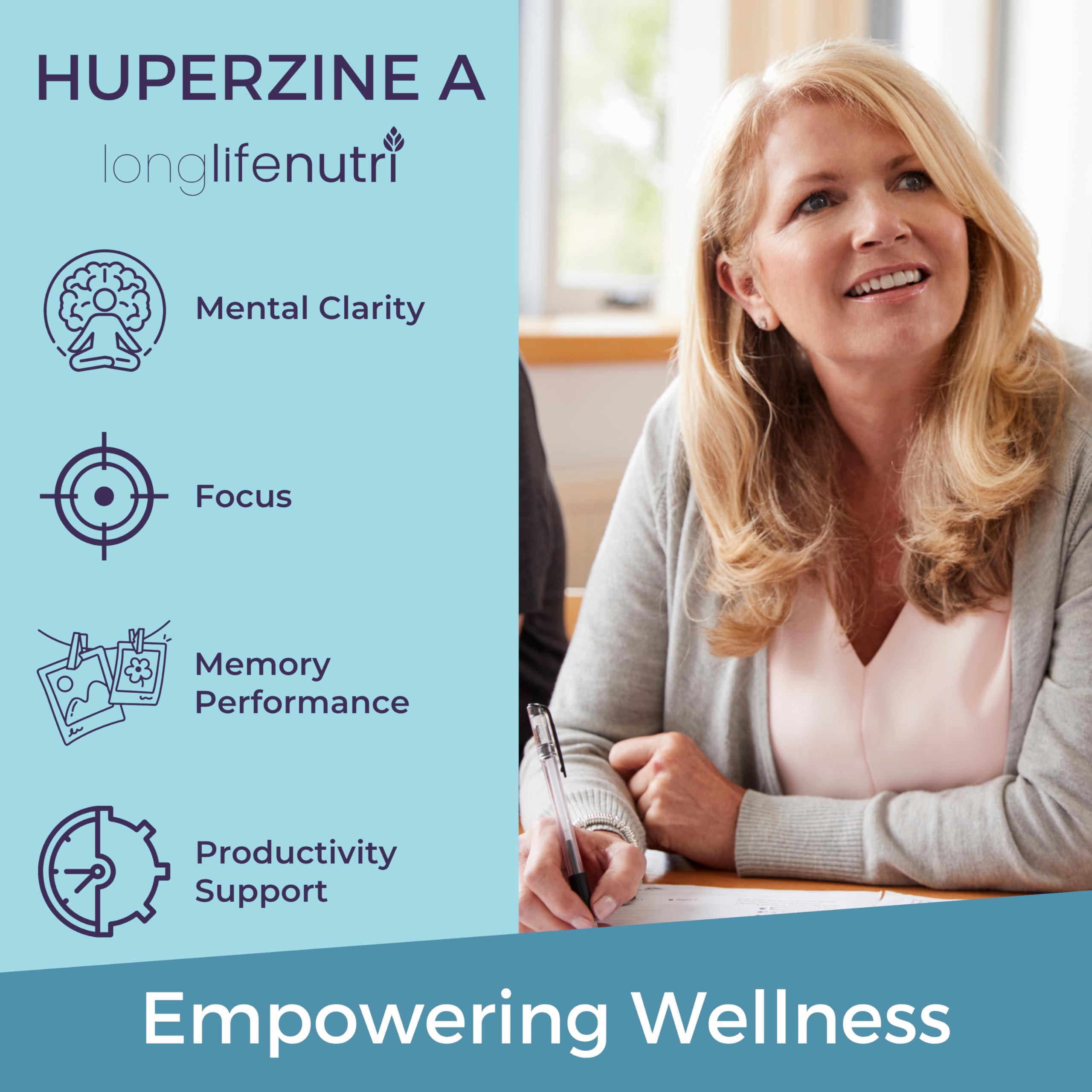LongLifeNutri Huperzine A Nootropic Supplement with pill organizer