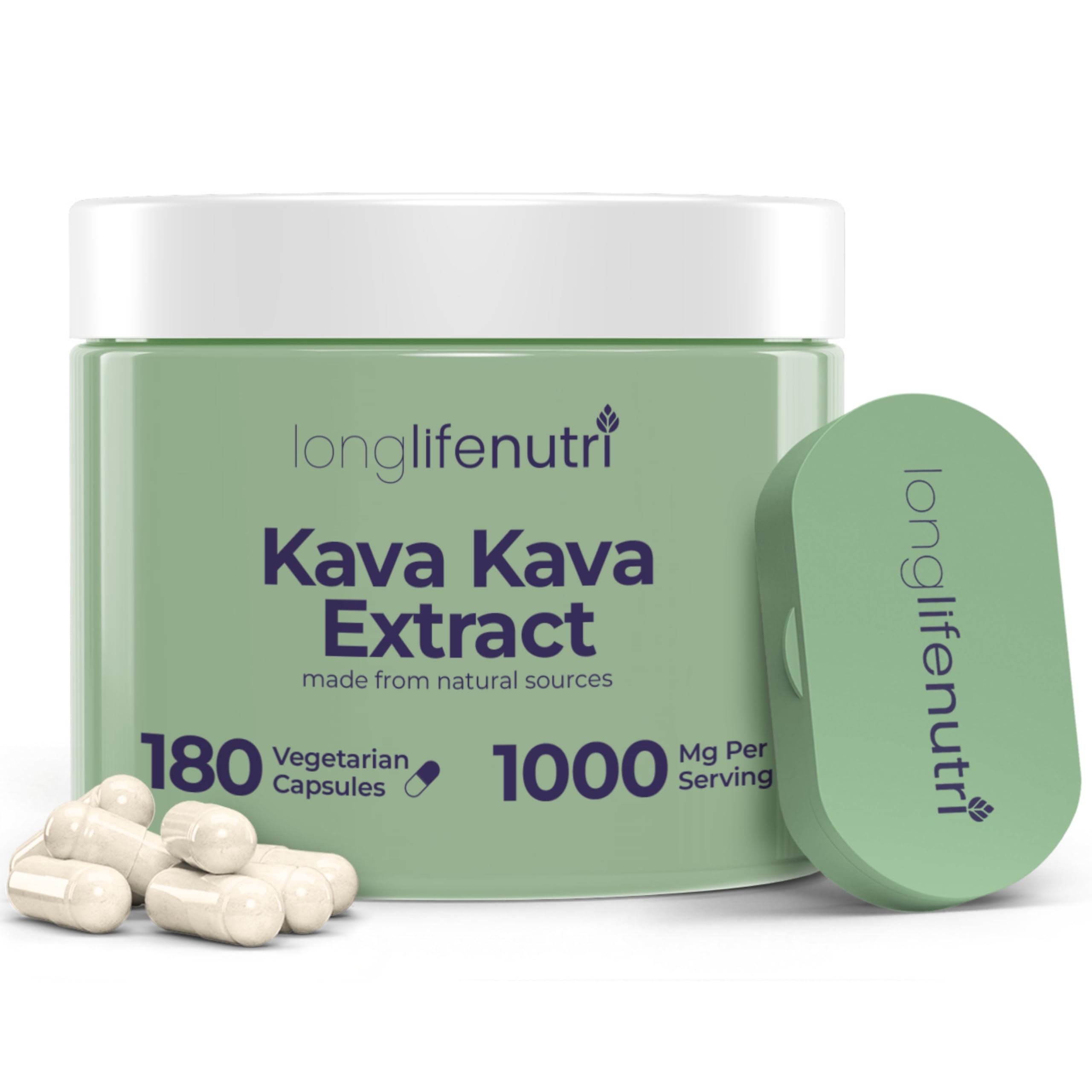 LongLifeNutri Kava Kava Capsules 1000mg bottle front view