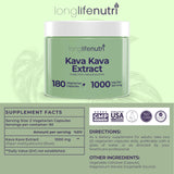LongLifeNutri Kava Kava Capsules 1000mg bottle side view