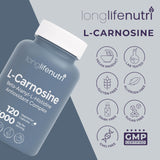 LongLifeNutri L-Carnosine 1000mg bottle with measuring spoon