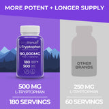 LongLifeNutri L-Tryptophan 500mg capsules with packaging