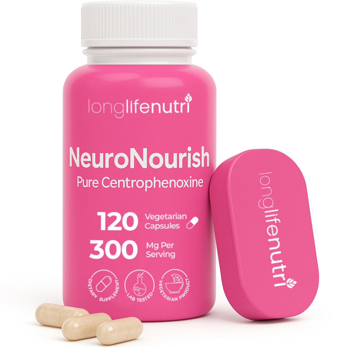 LongLifeNutri NeuroNourish Capsules bottle front view
