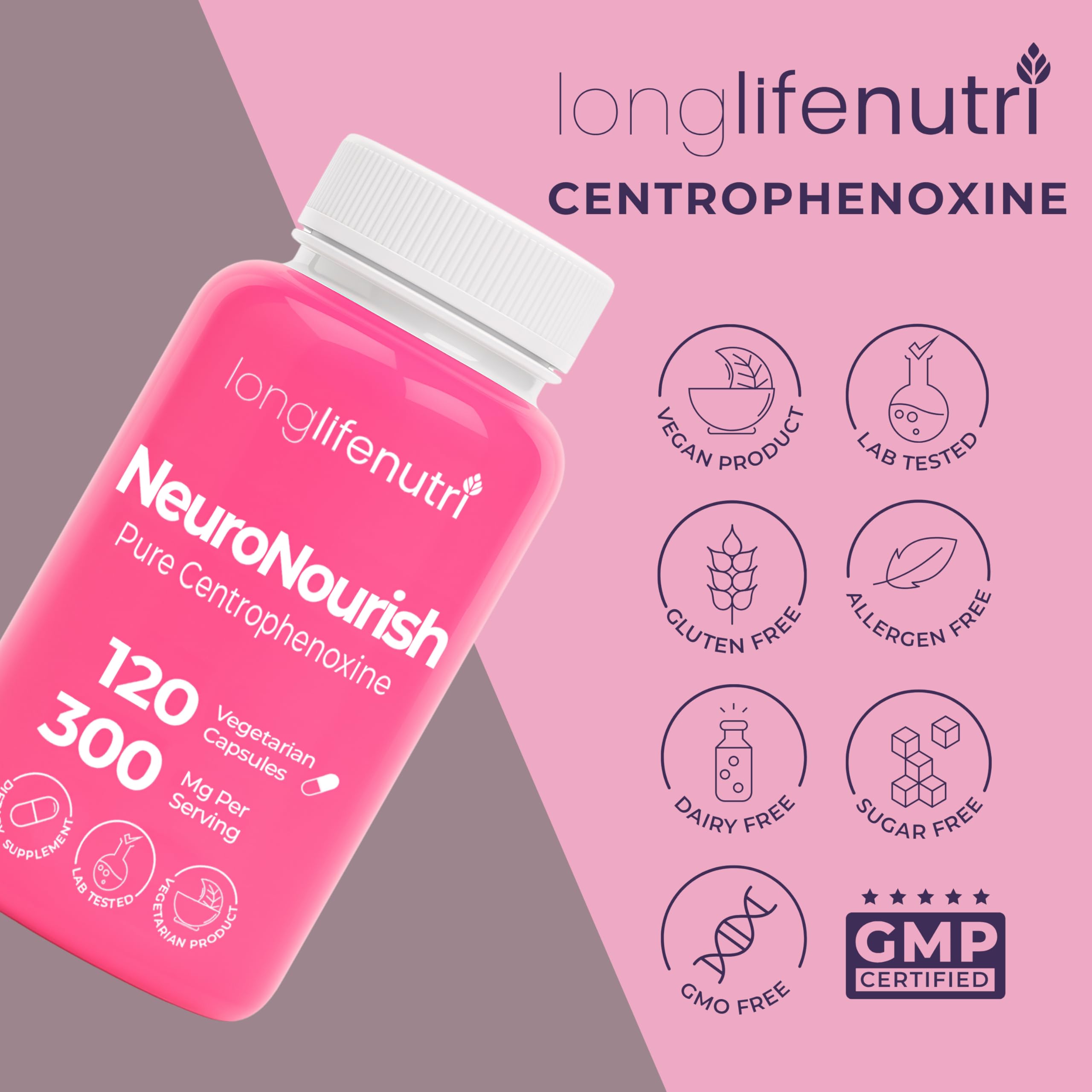 LongLifeNutri NeuroNourish Capsules opened bottle showing contents