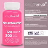 LongLifeNutri NeuroNourish Capsules side view showing label