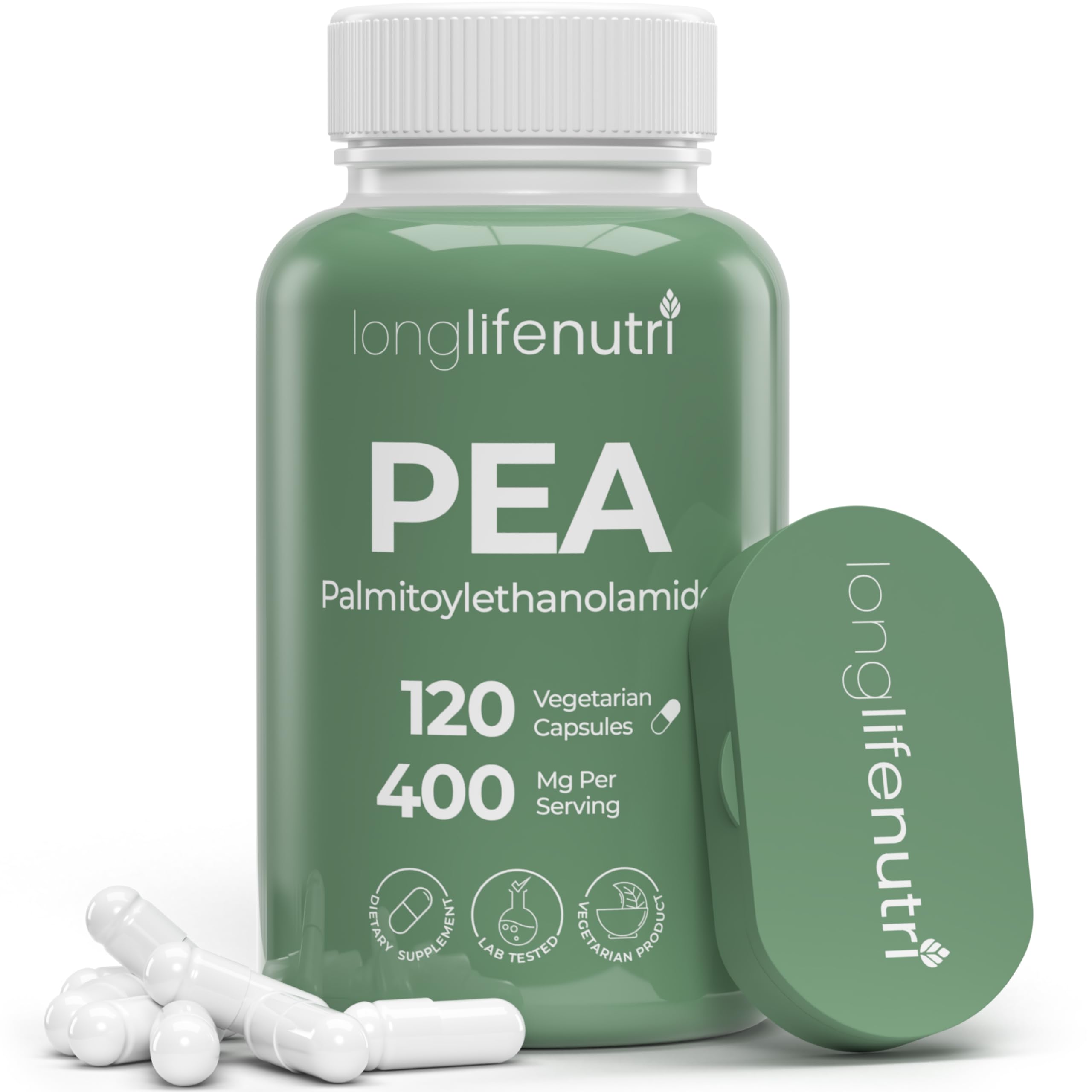 LongLifeNutri Palmitoylethanolamide 400mg 120 capsules front view
