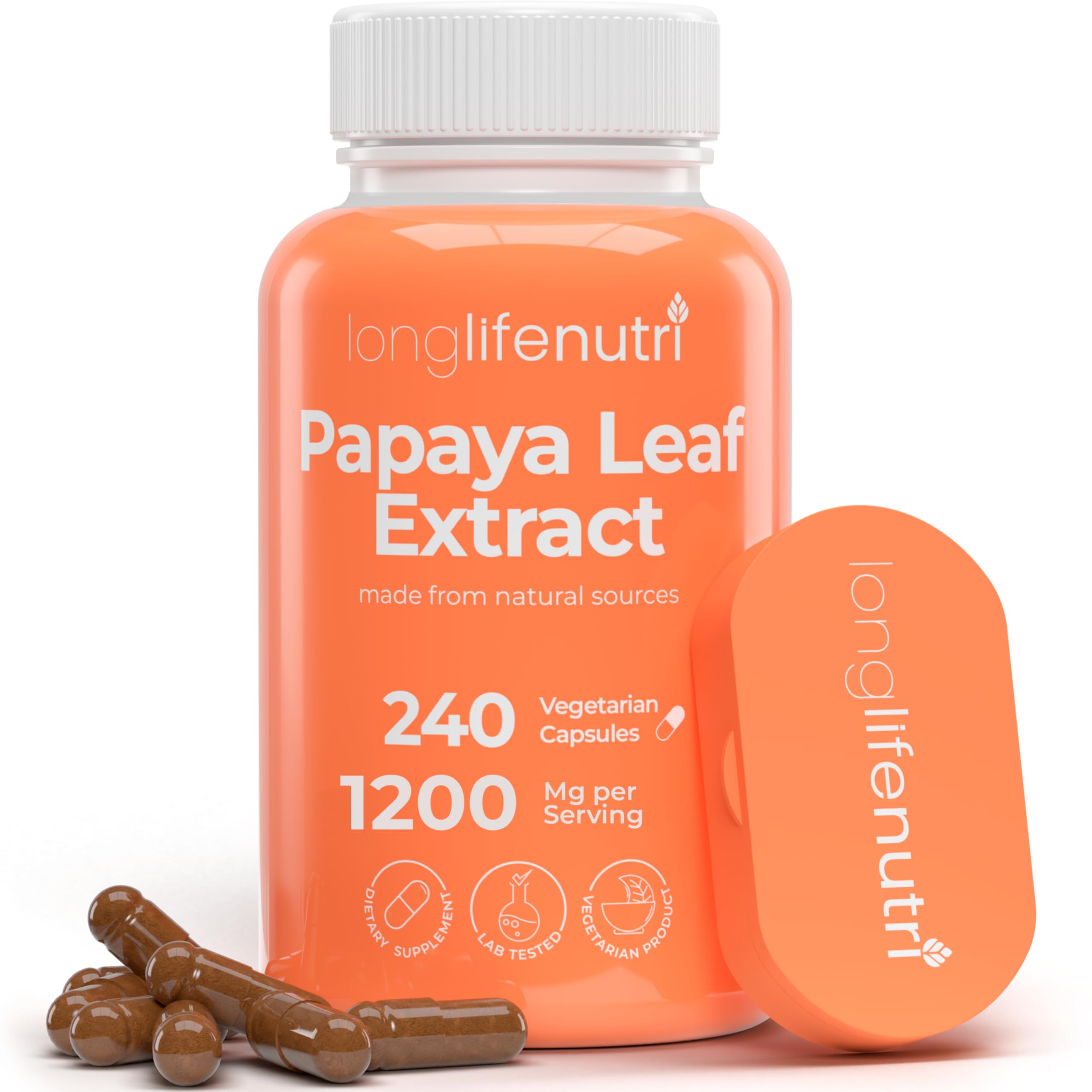LongLifeNutri Papaya Leaf Extract 240 capsules bottle front view