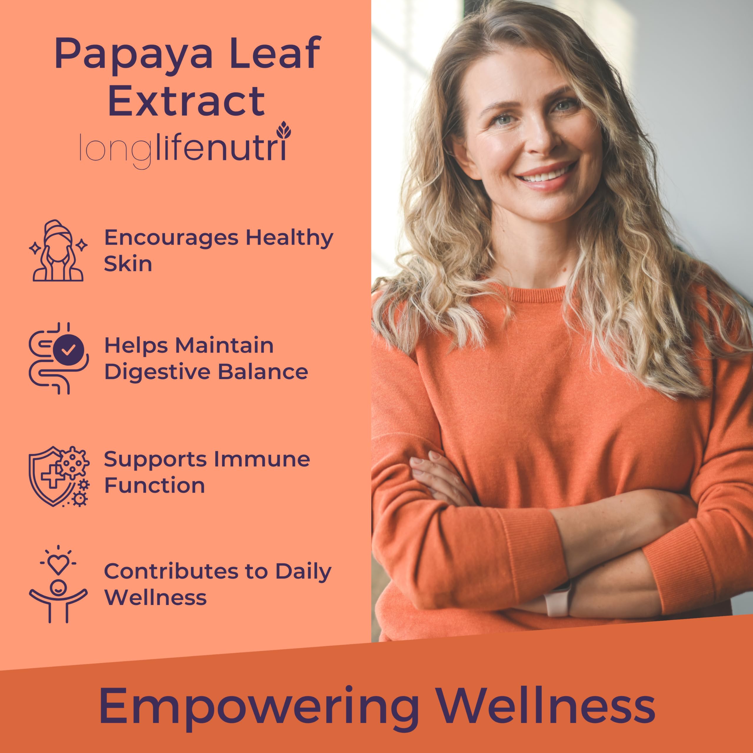 LongLifeNutri Papaya Leaf Extract bottle with premium pill organizer