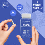 LongLifeNutri Phosphatidylserine Pure 500mg with premium pill organizer